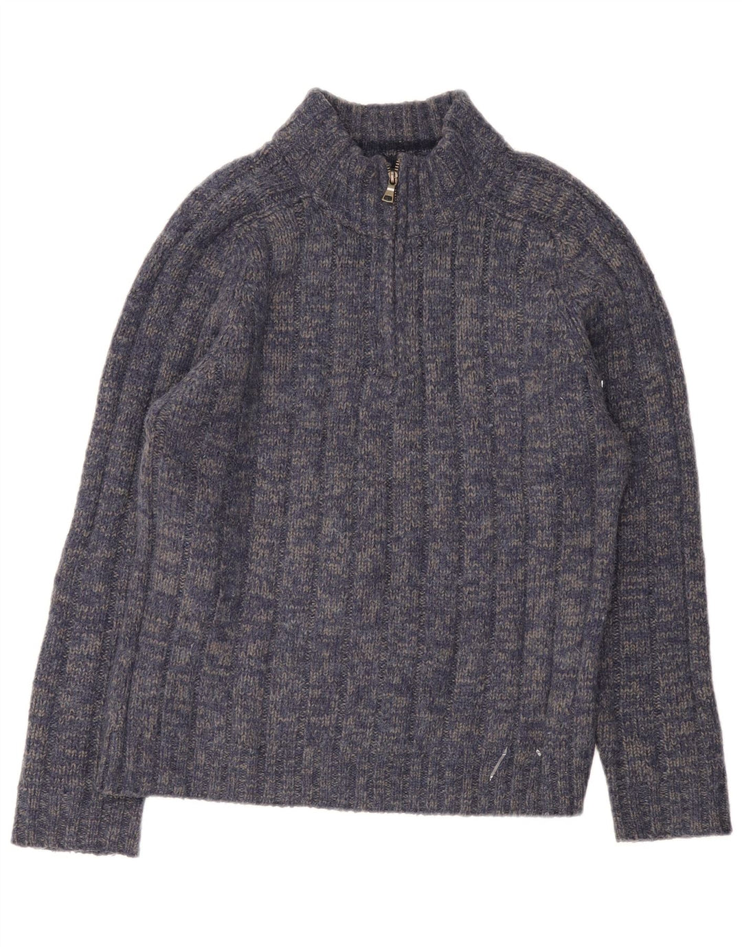 Marks & Spencer Suéter tipo jersey con cuello y cremallera para hombre, tamaño mediano, azul marino moteado