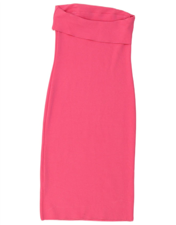 Zara Vestido Sin Tirantes Para Mujer UK 44 Viscosa Rosa Grande