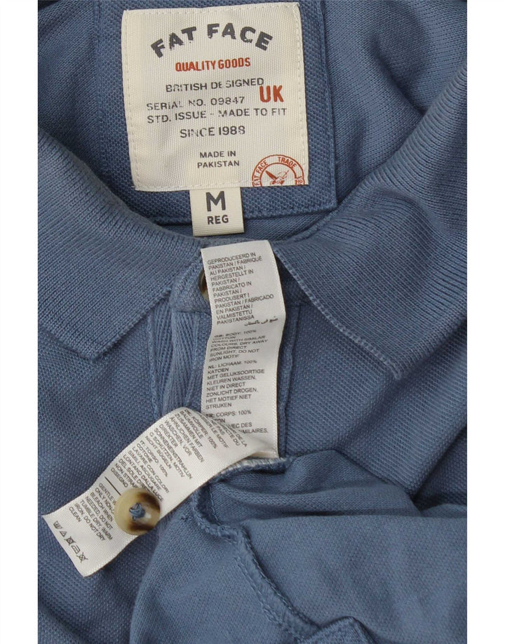 Polo de hombre Fat Face de manga larga de algodón azul medio
