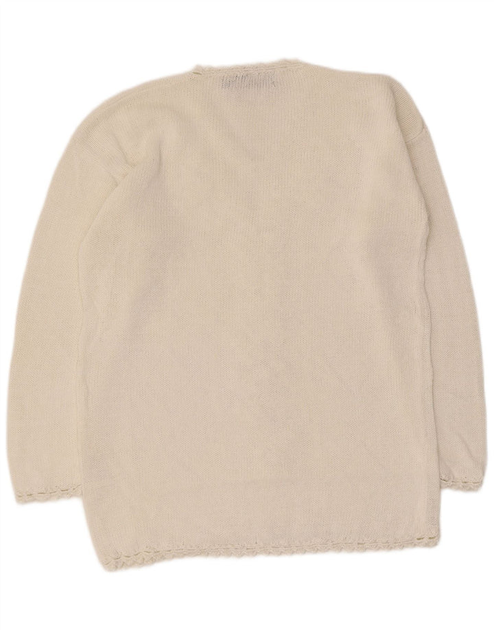 Hannah - Jersey con cuello en V para mujer, talla única, ramio blanco