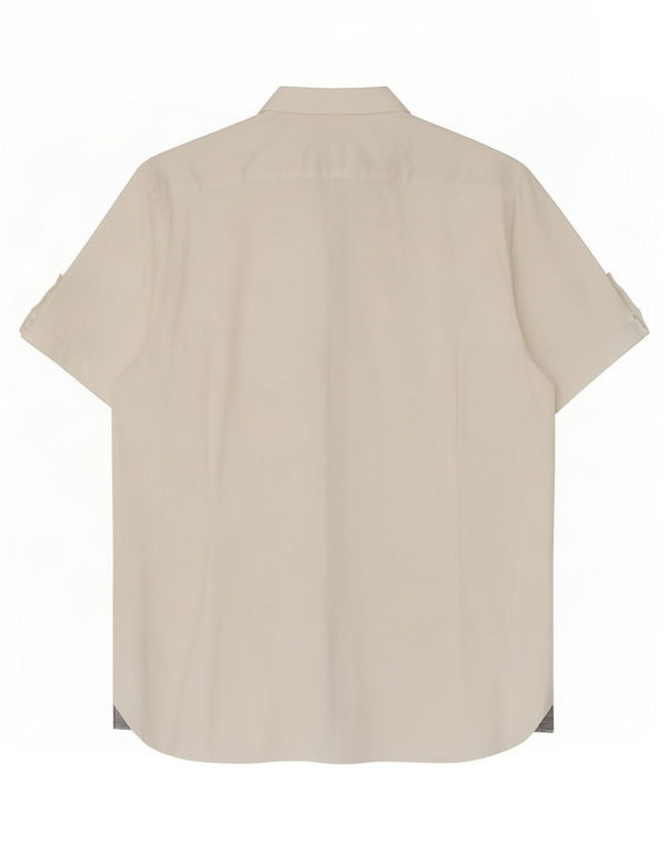 Ted Baker Camisa de manga corta para hombre Talla 6 2XL Algodón blanco