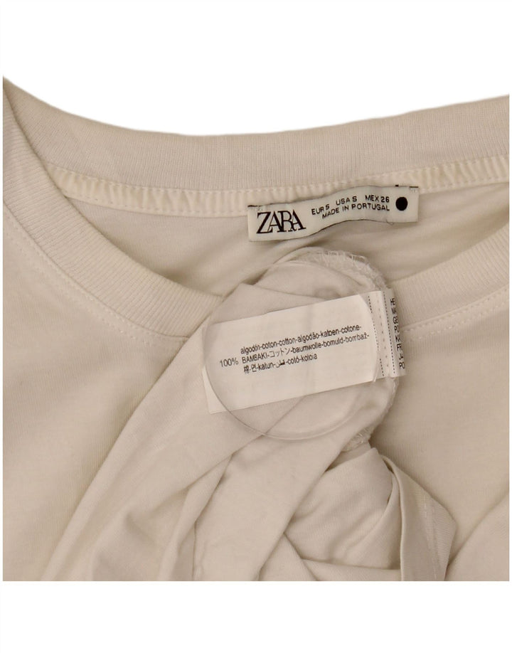 Zara Mujer Chaleco Top Reino Unido 10 Pequeño Algodón Blanco
