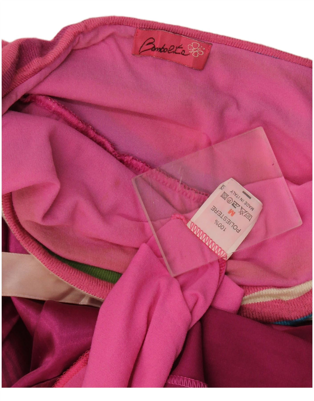 Vintage mujer vestido sin tirantes Reino Unido 12 medio rosa poliéster a rayas