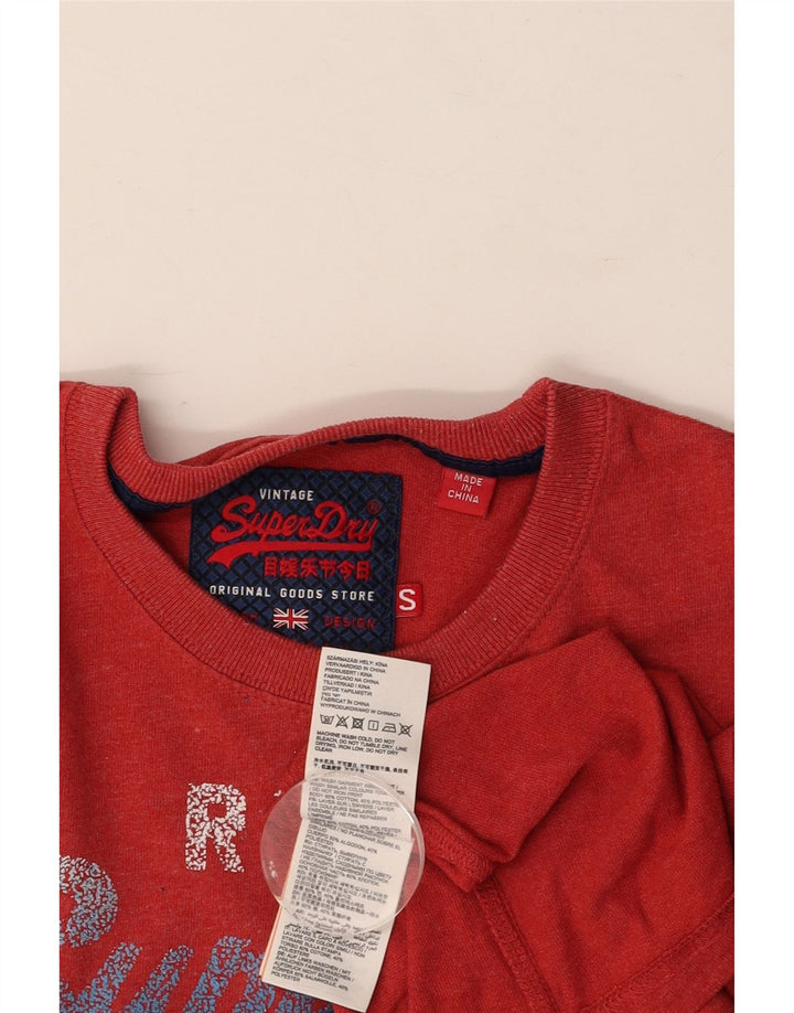 SUPERDRY Camiseta gráfica para hombre Top pequeño de algodón rojo