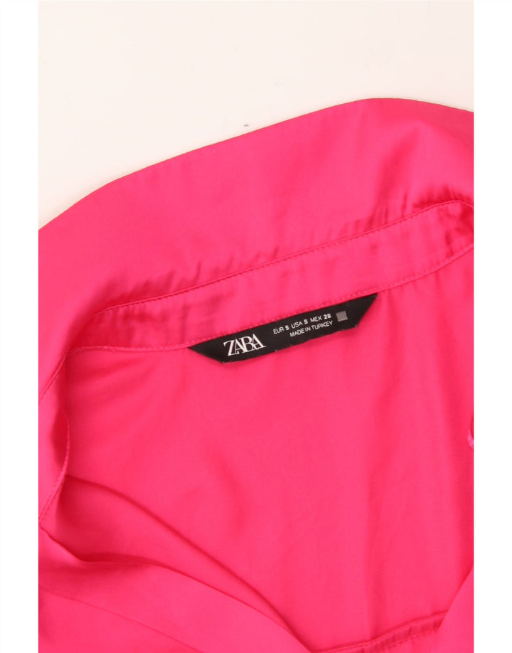 ZARA Womens Oversized Shirt Blouse UK 10 Small Pink Polyester Vintage Zara and Second-Hand Zara from Messina Hembry 