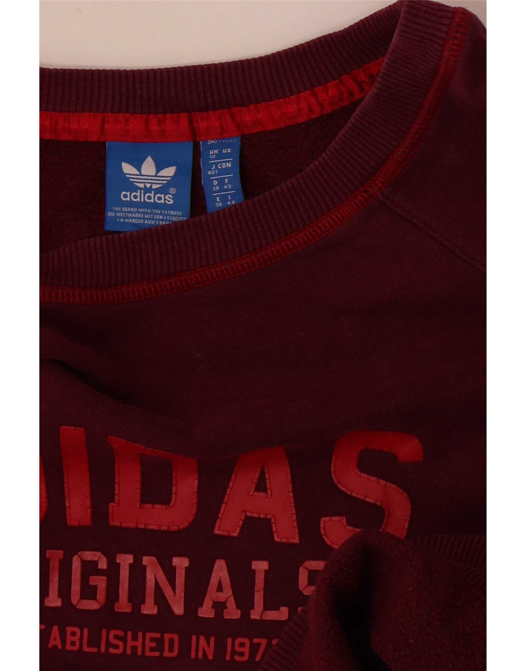 Adidas - Sudadera gráfica para mujer (talla 40), color burdeos mediano