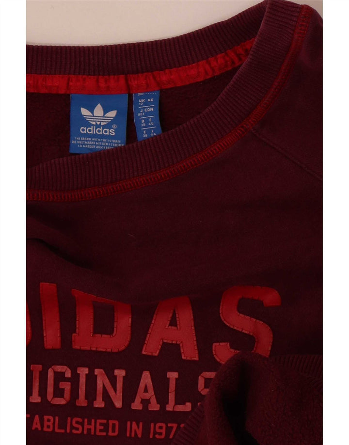 Adidas - Sudadera gráfica para mujer (talla 40), color burdeos mediano