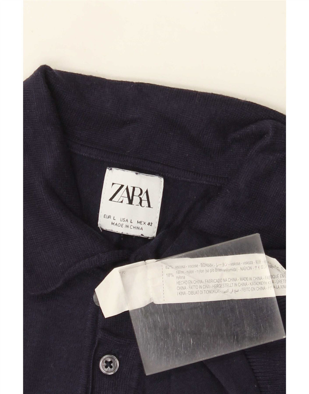 Zara Hombre Polo Camisa Grande Viscosa Azul Marino