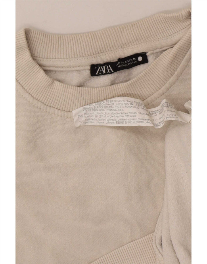Zara Mujer Sudadera Jumper UK 10 Small Off White Cotton