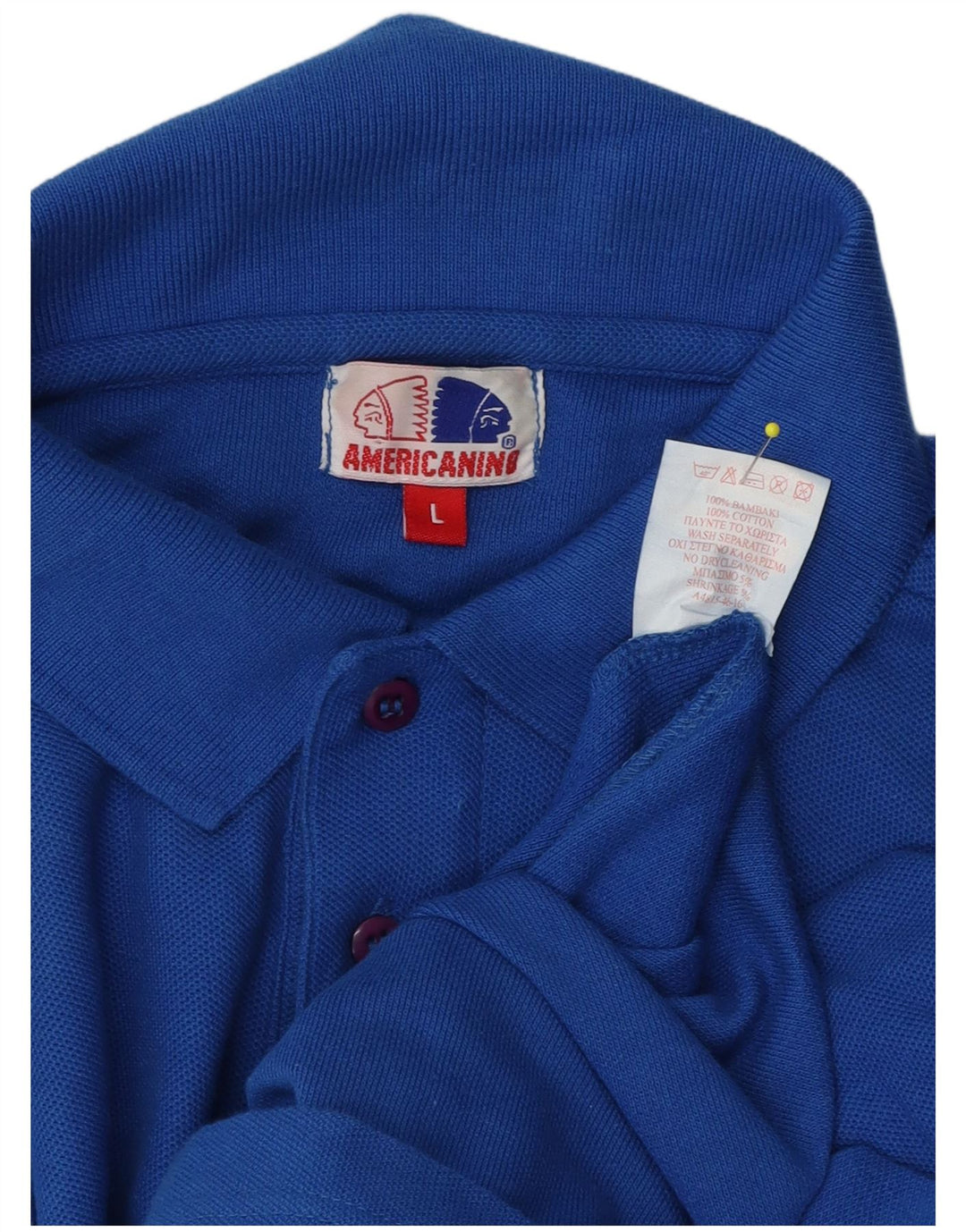 Americanino Polo Hombre Grande Azul Algodón