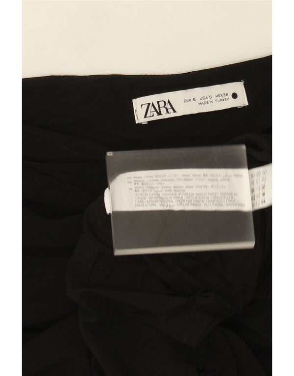 Zara Top corto con un hombro para mujer UK 8 Small Viscosa negra