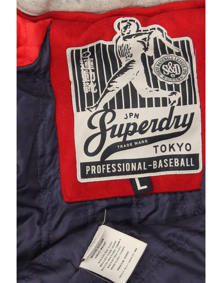 Superdry Chaqueta Universitaria Con Capucha Y Estampado Para Mujer, Talla Grande, Color Rojo