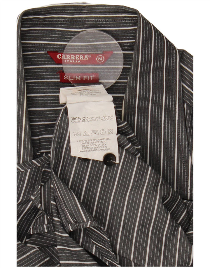 Camisa Carrera Slim Fit De Algodón A Rayas Gris Medio Hombre