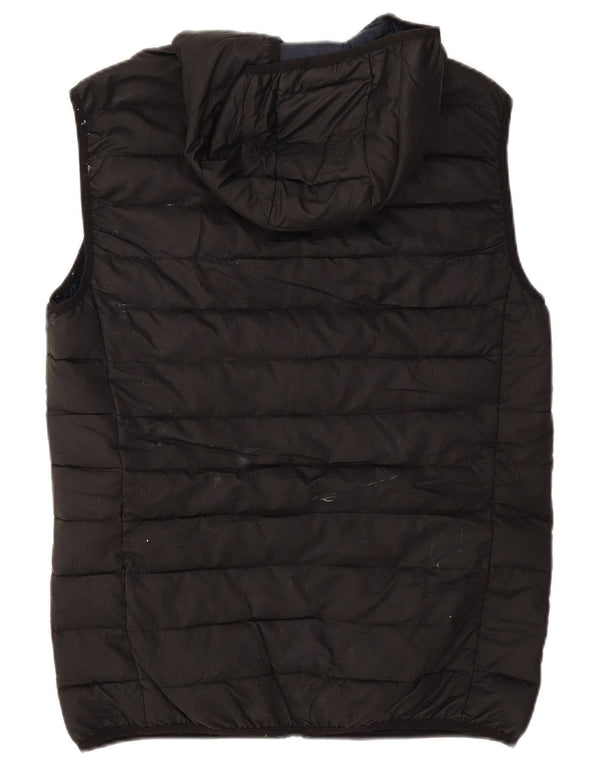 Zara Mens Chaleco acolchado con capucha Reino Unido 40 Grande Poliéster negro