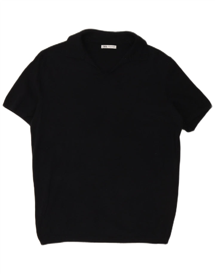 ZARA Hombre Polo Polo Azul Marino Mediano