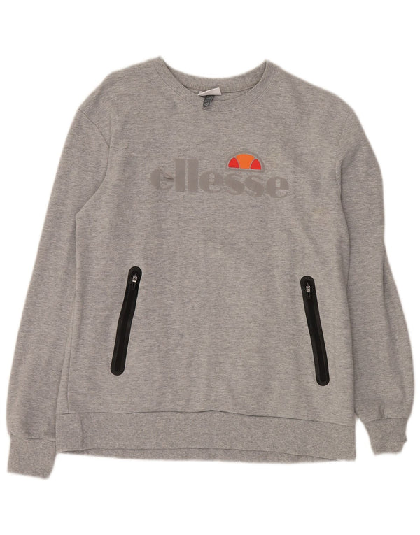 ELLESSE Hombre Sudadera Gráfica Jersey De Algodón Gris Medio