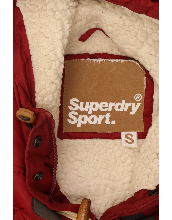 SUPERDRY Chaleco acolchado con capucha para mujer UK 10 Small Red Poliéster