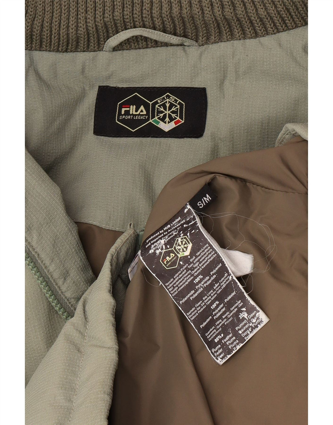 Fila Chaqueta acolchada con capucha para hombre UK 38 Poliamida verde medio