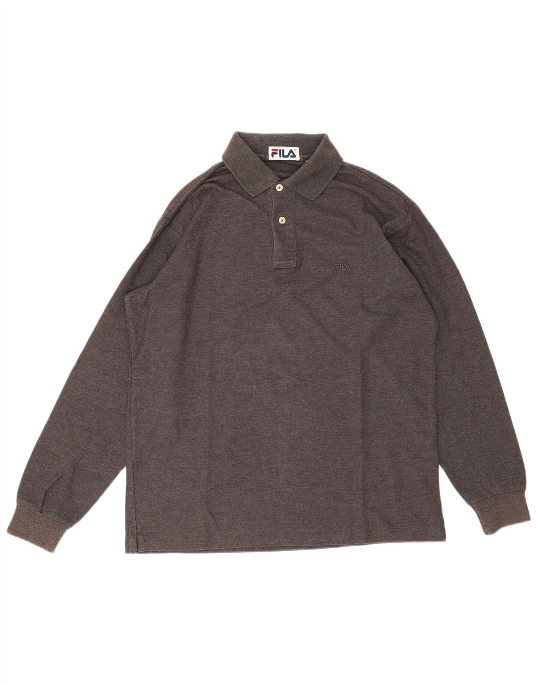 Fila Polo De Manga Larga Para Hombre Pequeño Algodón Gris