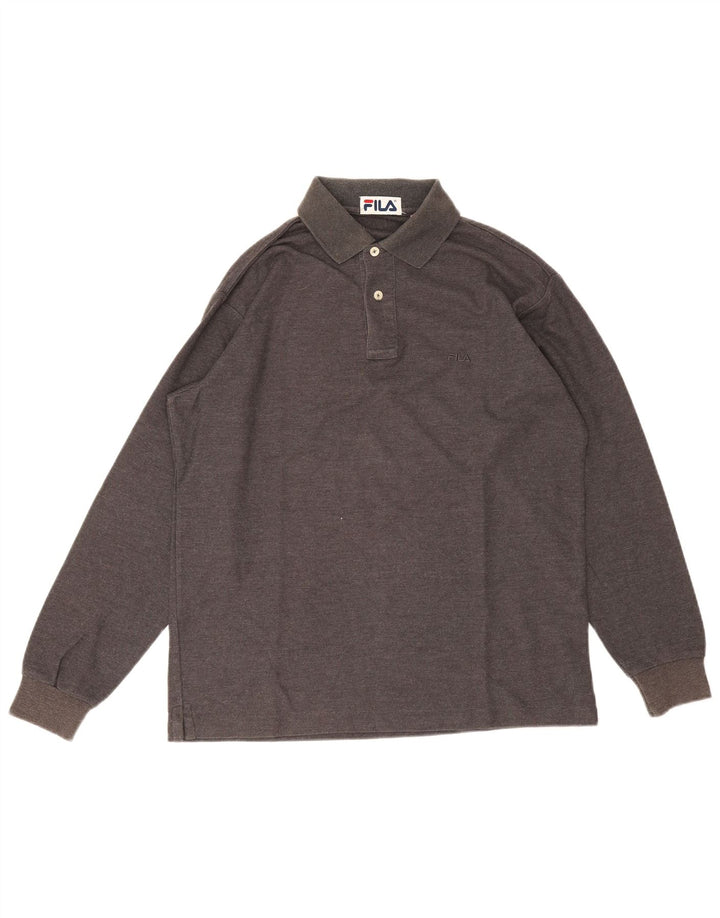 Fila Polo De Manga Larga Para Hombre Pequeño Algodón Gris