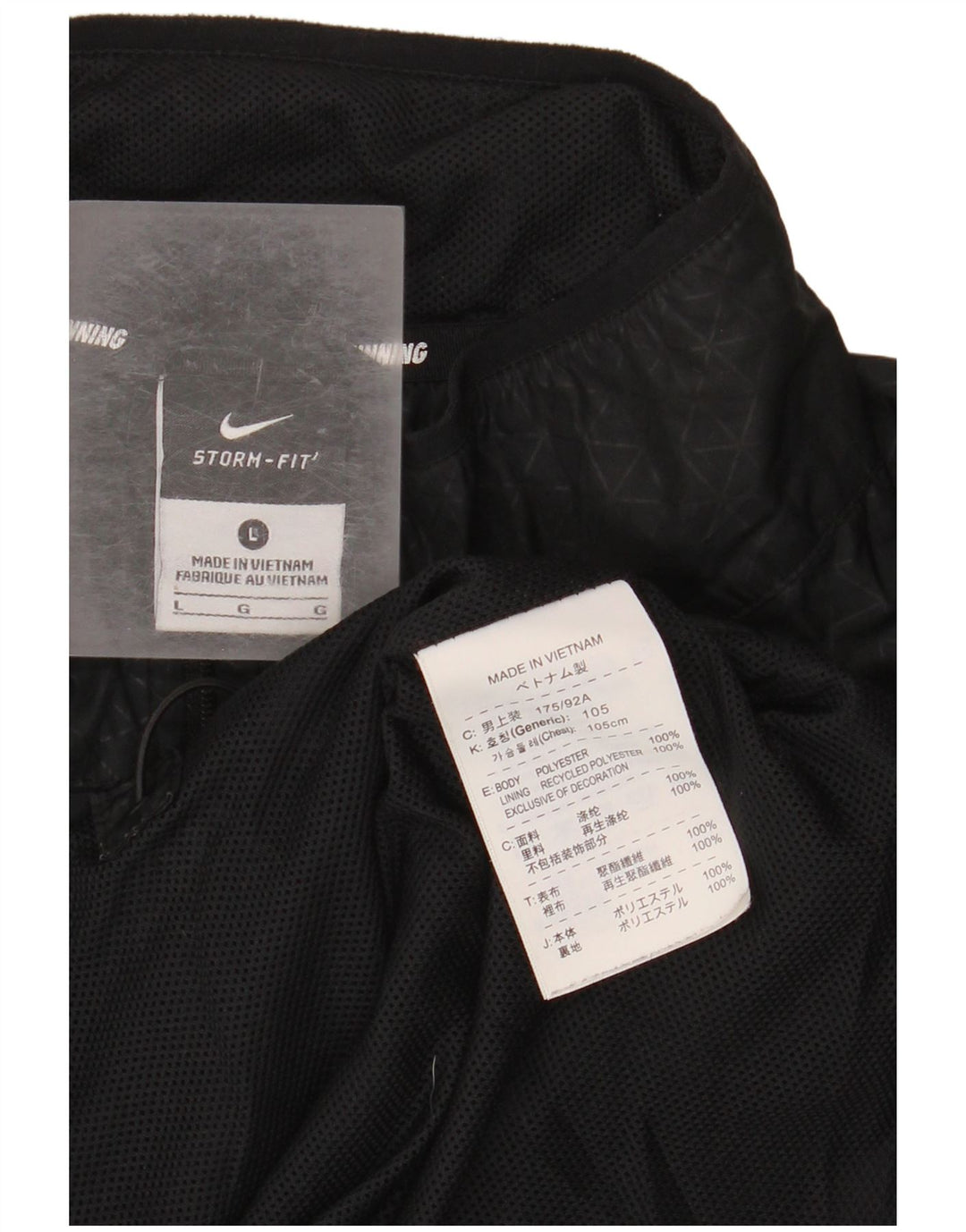 Nike Storm-Fit Chándal Top Chaqueta Grande Negro Geométrico Poliéster