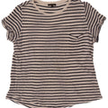 Massimo Dutti Camiseta Mujer Top UK 44 Mediano Blanco Rayas