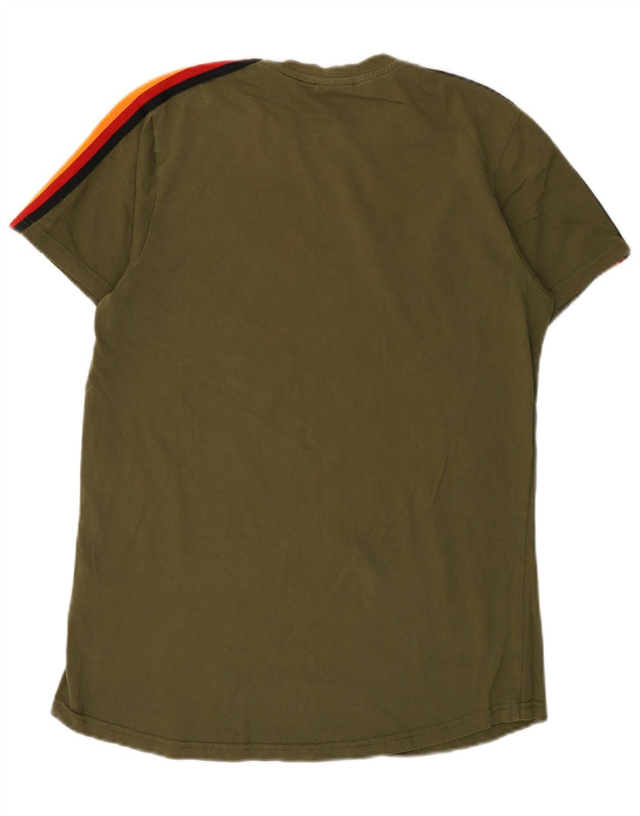 Ellesse Hombre Camiseta Top Algodón Colorblock Verde Medio