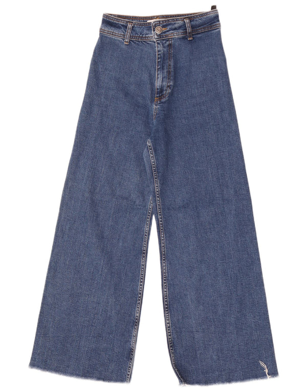 Zara Jeans De Pierna Ancha De Cintura Alta Para Mujer EU 34 2XS W24 L28 Azul