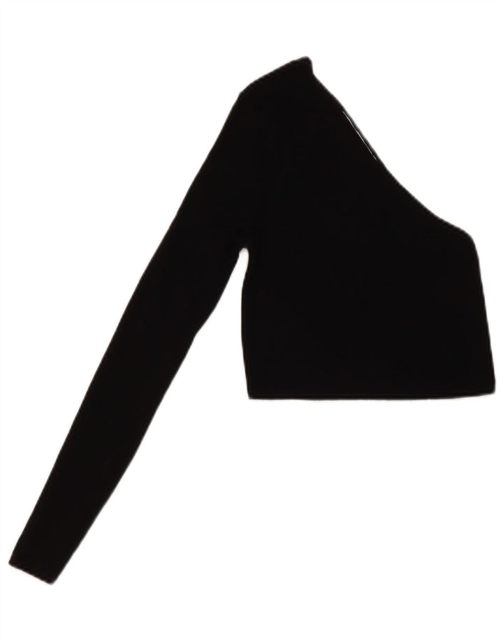 Zara Top corto con un hombro para mujer UK 8 Small Viscosa negra