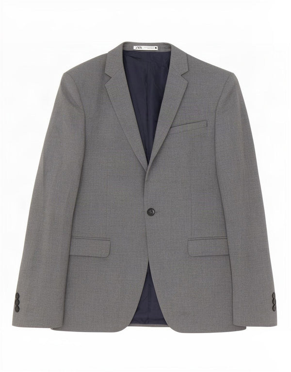 Zara Chaqueta Blazer De 1 Botón Para Hombre EU 44 XS Gris Poliéster