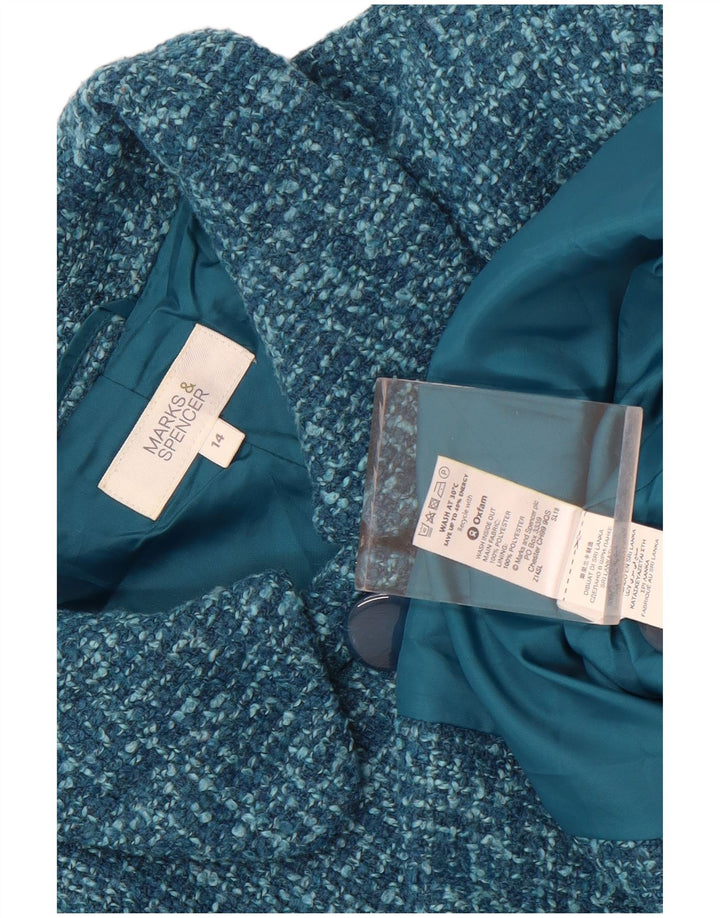 Marks & Spencer Chaqueta tipo blazer de 4 botones para mujer UK 44 Poliéster azul medio