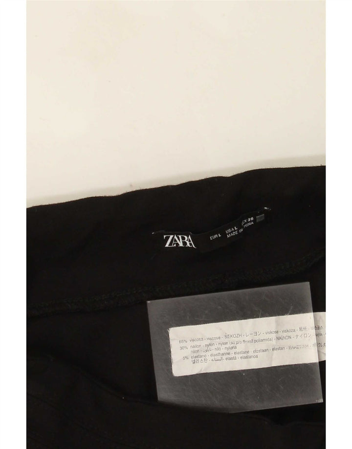 Zara Mujer Leggings UK 44 Grande Viscosa Negra