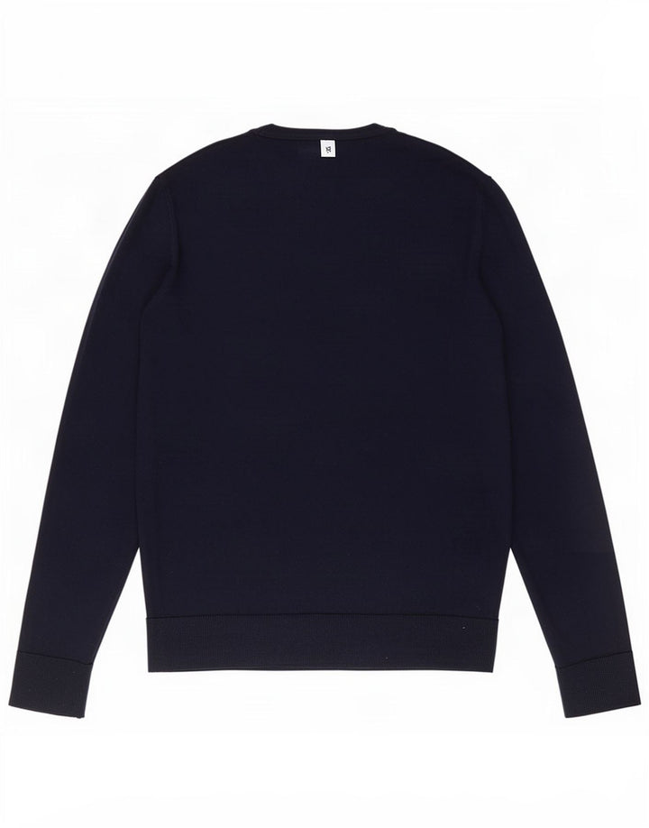 Jack & Jones Hombre Jersey De Cuello Redondo De Lana Merino Azul Marino Medio