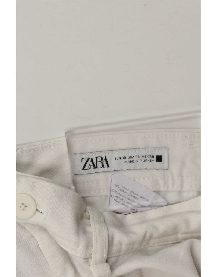 Zara Mens Slim Chino Pantalones EU 38 Small W30 L28 Poliéster Blanco