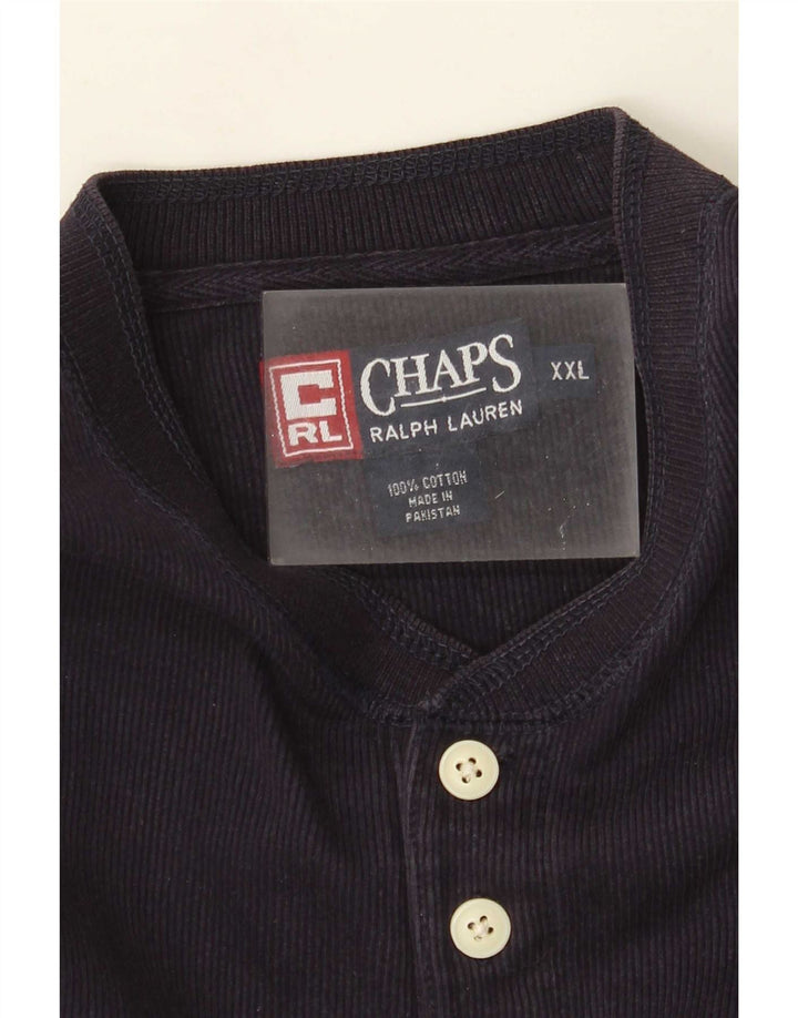 Chaps Mens Top Manga Larga 2XL Azul Marino Algodón