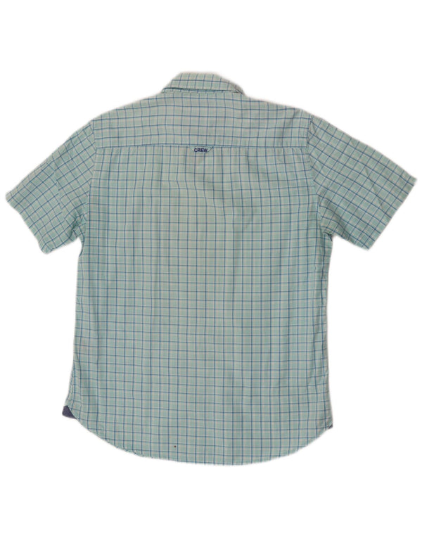 Crew Clothing Camisa ajustada de manga corta para hombre Algodón a cuadros azul pequeño