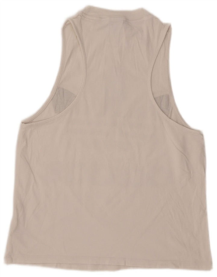 Adidas Mujer Gráfico Chaleco Top Reino Unido 12 Medio Blanco Algodón