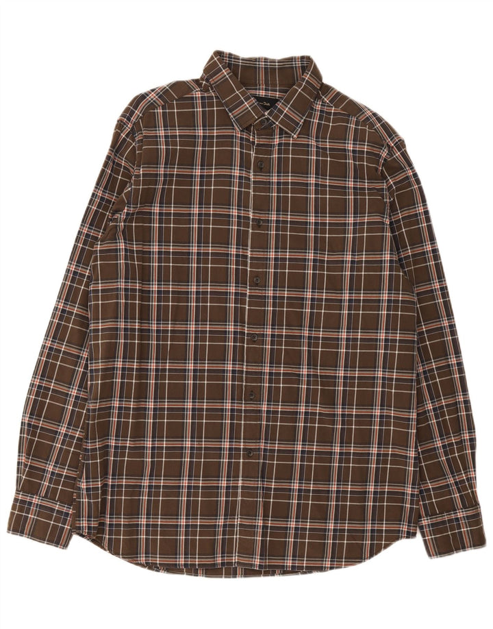 Camisa Massimo Dutti Hombre XL Algodón Cuadros Marrón
