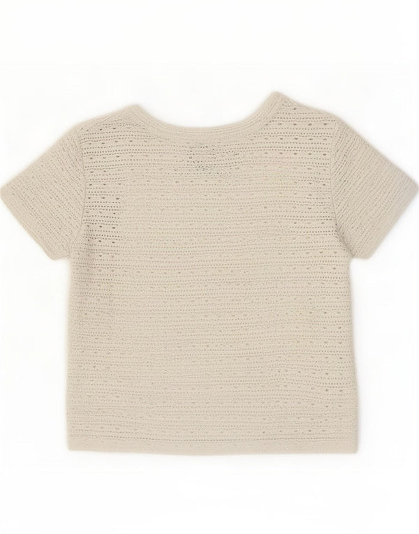 Zara Mujer Crop Camiseta Top UK 10 Small Gris Poliéster