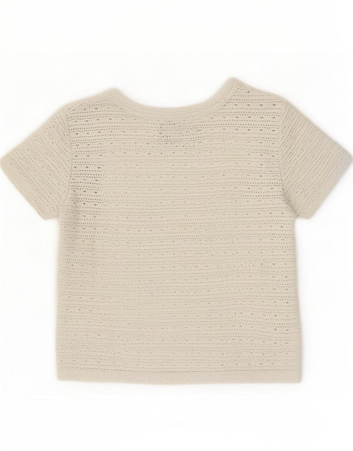 Zara Mujer Crop Camiseta Top UK 10 Small Gris Poliéster