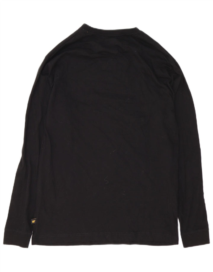 CAT Mens Graphic Top Manga Larga Pequeño Algodón Negro