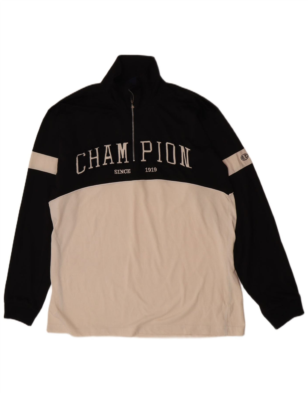 Champion Top de chándal con gráfico y cuello con cremallera para hombre XL Bloque de color negro