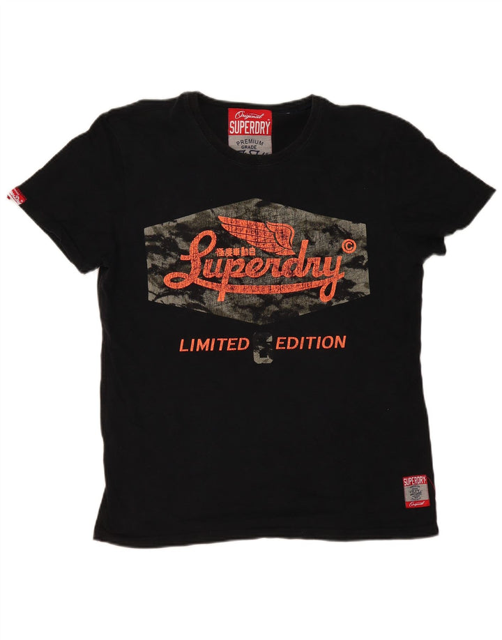 Superdry Camiseta gráfica para hombre Top grande de algodón negro