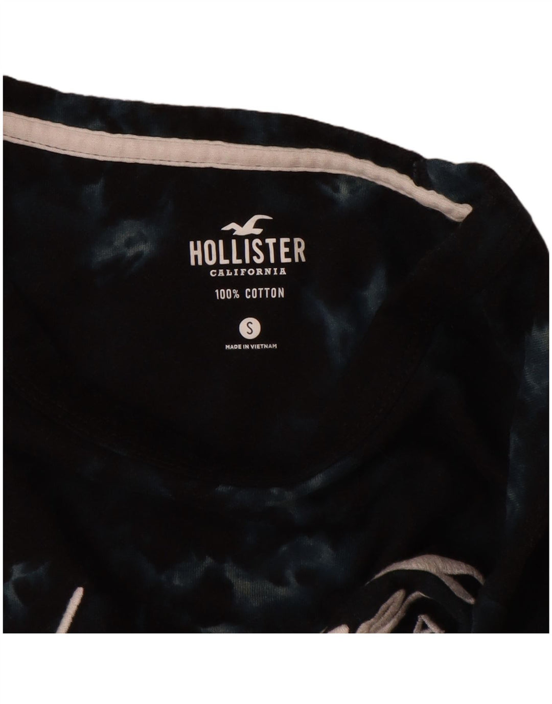 HOLLISTER Camiseta gráfica para hombre Top pequeño de algodón teñido anudado en azul marino