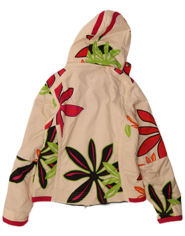 Sportalm Chaqueta de esquí con capucha para mujer EU 38 Medium Off White Floral Polyamide