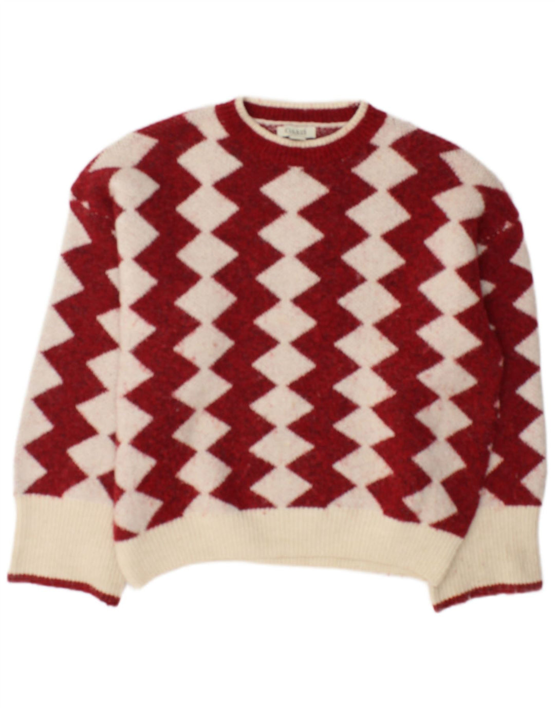Oasis Suéter tipo jersey de gran tamaño con cuello redondo para mujer UK 10 Pequeño Rojo Geométrico
