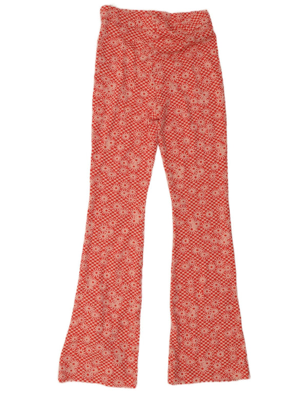 Zara Mujer Pantalón Casual Acampanado Mediano W28 L33 Poliéster Floral Naranja