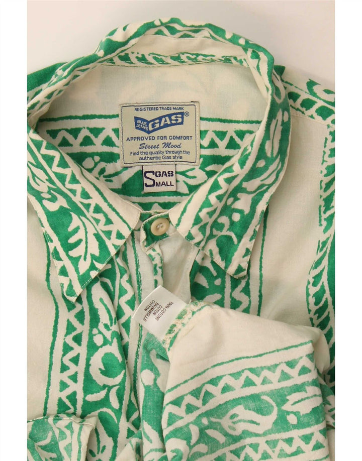 Camisa Gas Hombre Pequeña Algodón Floral Verde