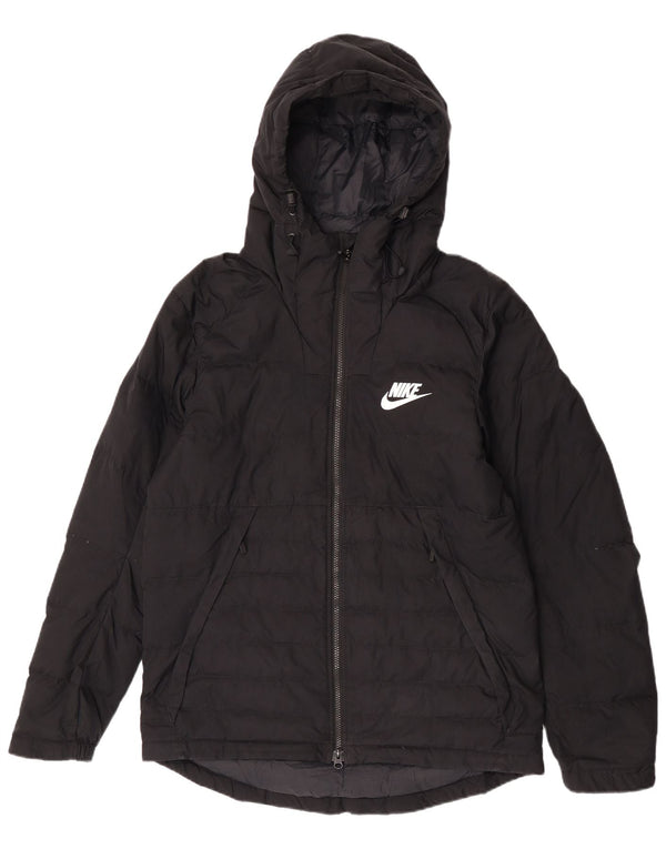 Nike Chaqueta acolchada con capucha para hombre UK 38 Mediana Negro Poliéster