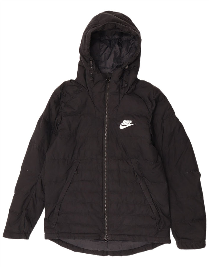 Nike Chaqueta acolchada con capucha para hombre UK 38 Mediana Negro Poliéster